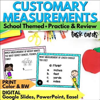 Customary Measurement Task Cards Measurement Practice Review Math