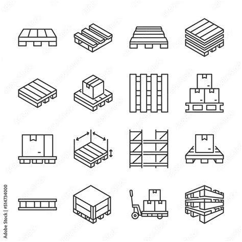 Pallet Icons Set Storage Pallets For Companies And Industrial