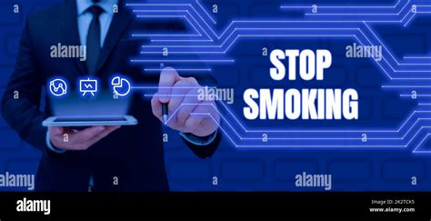 Conceptual Caption Stop Smoking Concept Meaning Discontinuing Or