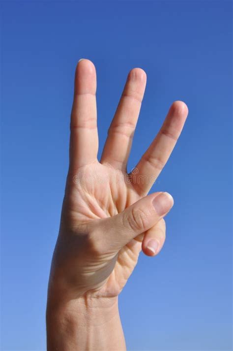 Woman Hand Three Fingers Up Stock Image Image Of Gesture Woman