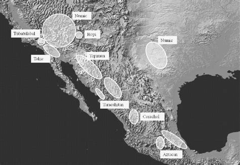 Distribution of the Uto-Aztecan language family and the modern... | Download Scientific Diagram