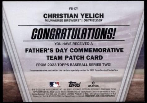 Topps Father S Day Commemorative Team Patch Fd Cy Christian