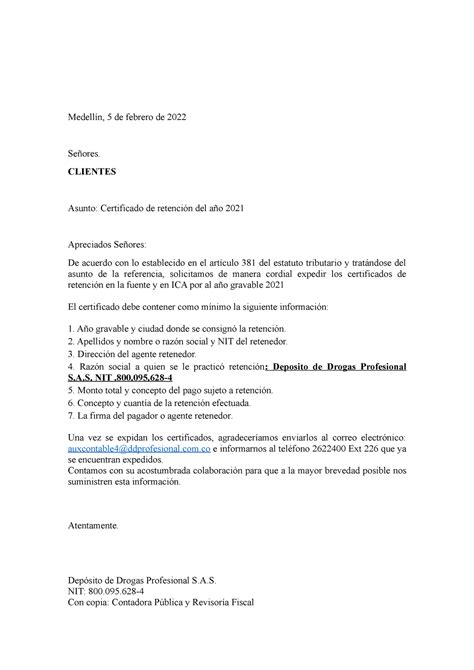 Modelo De Carta De Certificado De Ingresos Y Retenciones The Best