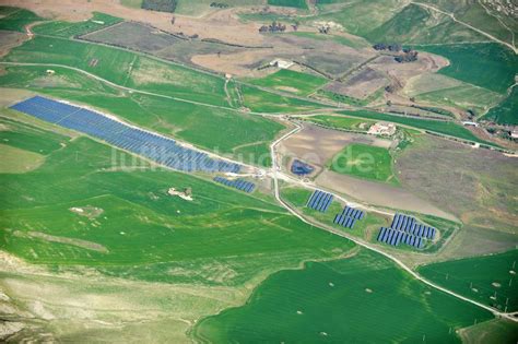 Villalba Auf Sizilien Aus Der Vogelperspektive Solarfeld Solarpark