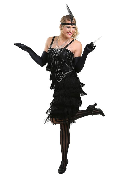 Charleston Black Flapper Costume Dress Womens 1920s Flapper Costumes