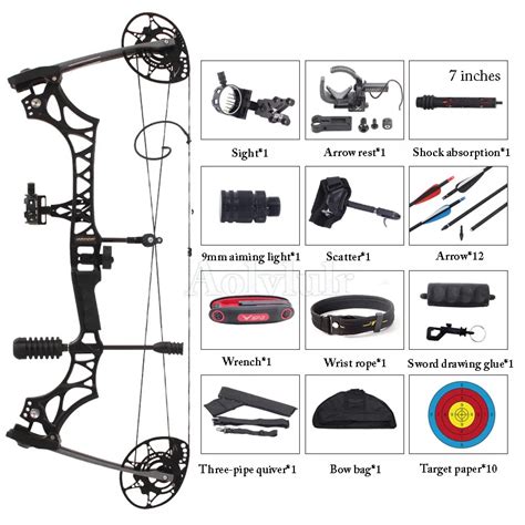 M128 Bow Composto Set para Caça e Tiro 30 in 70Lbs 30 in Velocidade