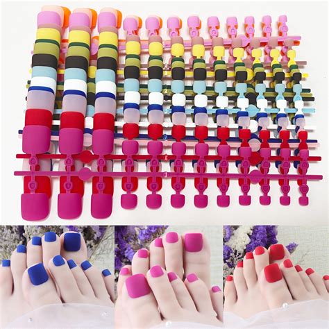 Addfavor Set Matte Press On Toenails Full Cover Fake Toe Nails Solid