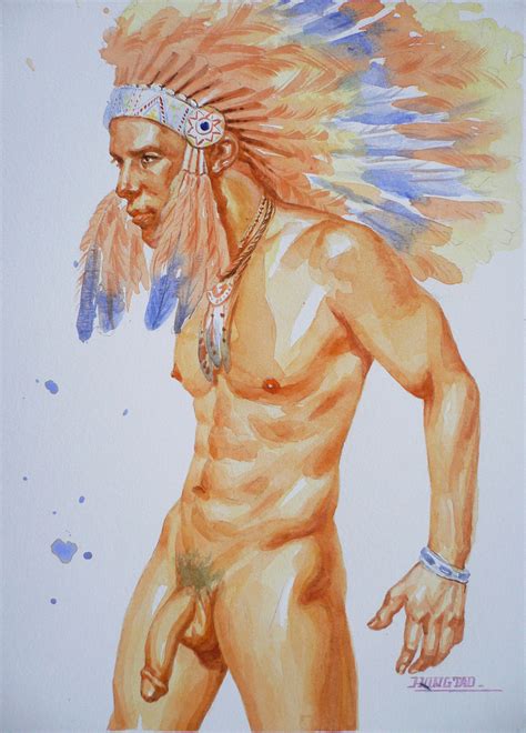 Watercolor Painting Male Nude 120201 Painting By Hongtao Huang