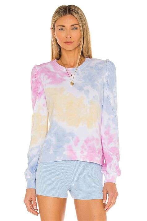 Generation Love Heidi Ruffle Tie Dye Sweatshirt In Pastel Rainbow Tie