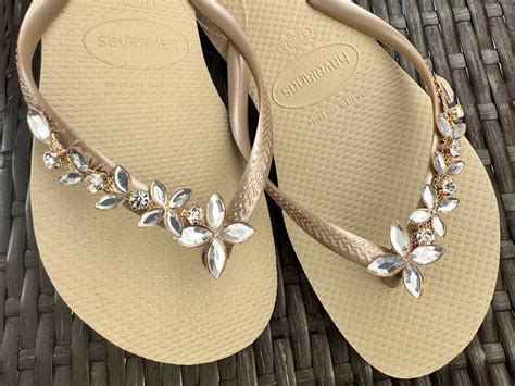 Original HAVAIANAS Flip Flops Women Slim With Crystal Flower Charm - Etsy