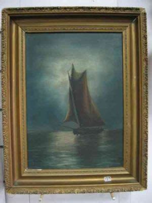 Vintage Sailing Ship Oil Painting