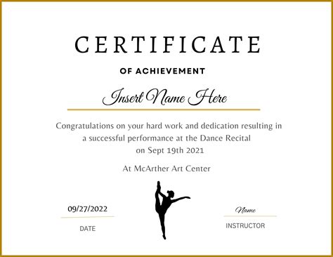 Dance Certificate Template