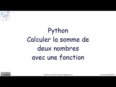 Python Calculer La Somme De Deux Nombres Avec Une Fonction Youtube