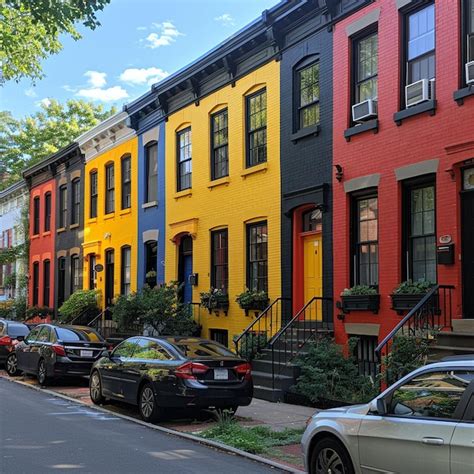 Row Of Colorful Townhouses Premium Ai Generated Image