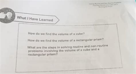 Solving Routine And Non Routine Problemsinvolving Volume Of A Cube And Arectangular Prismwhat I