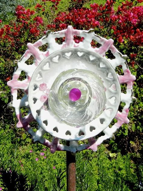 Plate Flower Sun Catcher Repurposed Garden Accent Recycled Etsy