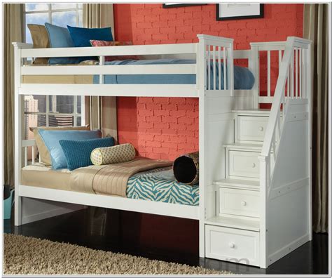 Twin Over Full Bunk Bed With Stair Storage Drawers Bedroom Home