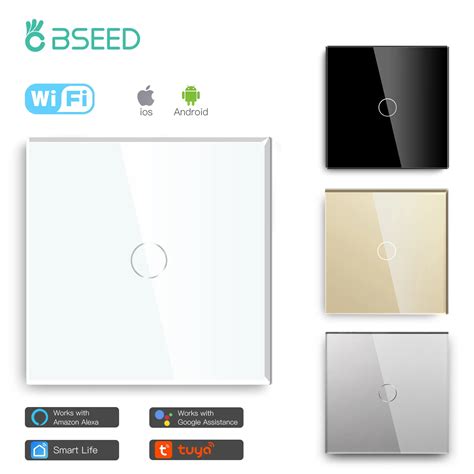 Bseed Smart EU UK 1 Gang 1Way Touch Wifi Light Switch Grey White Black