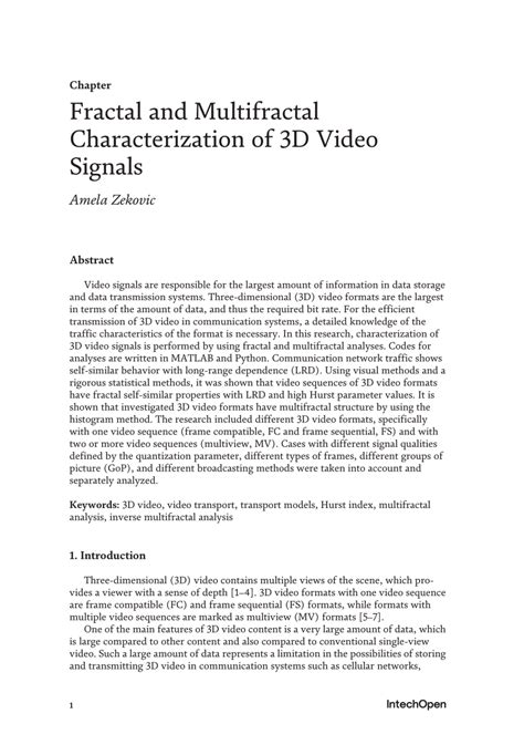 Pdf Fractal And Multifractal Characterization Of D Video Signals