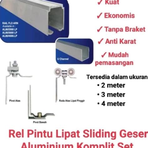 Jual Paket Folding Rail Rel Pintu Lipat Sliding Gantung Aluminium