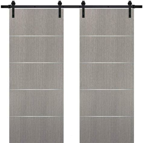 Sartodoors In X In Flush Grey Oak Finished Wood Barn Door