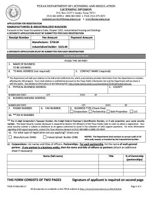 Fillable Online Tdlr State Tx Form 014 IHB Application For