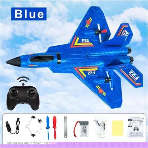 Bleu Avion de chasse télécommandé RC F22 hélicoptère 2 4G avion