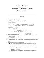 Pre Lab Docx Emmanuel Okhuevbie Experiment Acid Base Titration