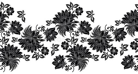 Vector Black and White Floral Border Design Stock Vector - Illustration ...