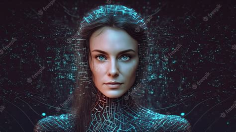 Generative Ai The Futuristic And Technological Face Of A Cyborg Woman