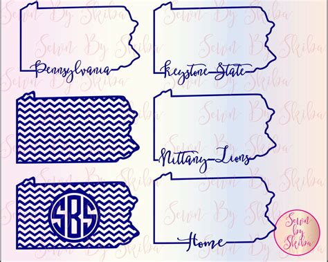 Pennsylvania Keystone State Nittany Lions Chevron Monogram Svg Files