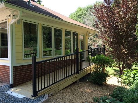 Black Aluminum Front Porch Railing Red Brick House — Randolph Indoor ...