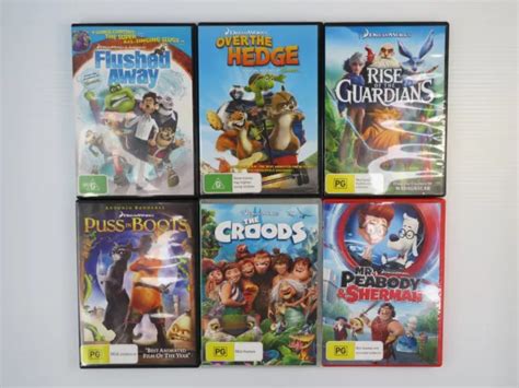 6 X Dreamworks Movie Set Over The Hedgepuss In Bootsthe Croods Dvd