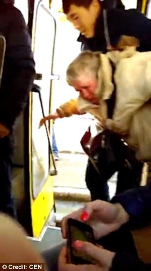 Russian Video Shows Frail Pensioner Being Dragged Off A Bus By Conductor Daily Mail Online