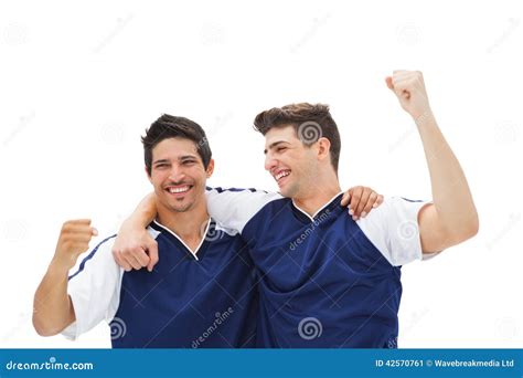 Football Players Celebrating A Win Stock Image - Image of jersey ...