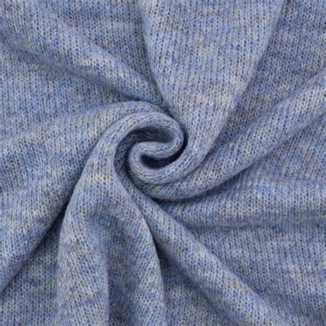 Wollstrickstoff Blau Meliert Stoffe Hemmers