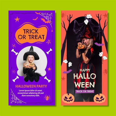 Flache Vertikale Halloween Banner Set Kostenlose Vektor