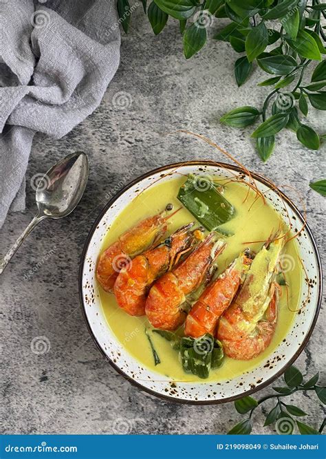 Top View Of Udang Masak Lemak Stock Image Image Of Traditional Cook