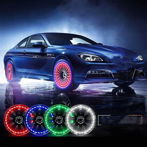 Hxlamzoo Car Tire Wheel Lights, Motorcycle Lights Solar LED Spiracle Lights, Wheel Hub