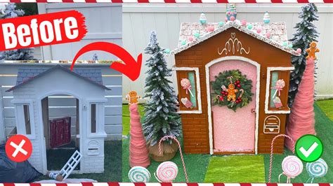 Diy Giant Outdoor Christmas Gingerbread House Hack From Old Playhouse