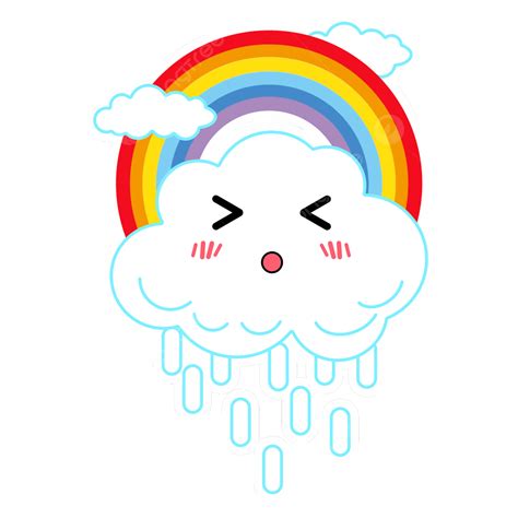 Rainbow And Rain Clipart Transparent Background Cartoon White Rain