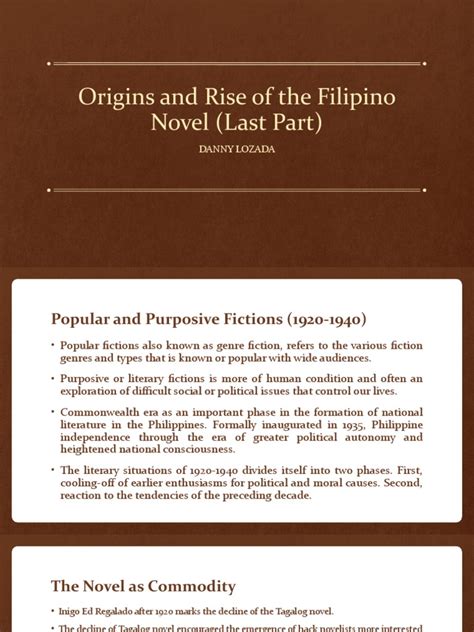 Buaco Lozada Origins And Rise Of The Filipino Novel Pptm Pdf