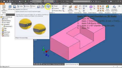 Create Fillets Chamfers On Autodesk Inventor Youtube