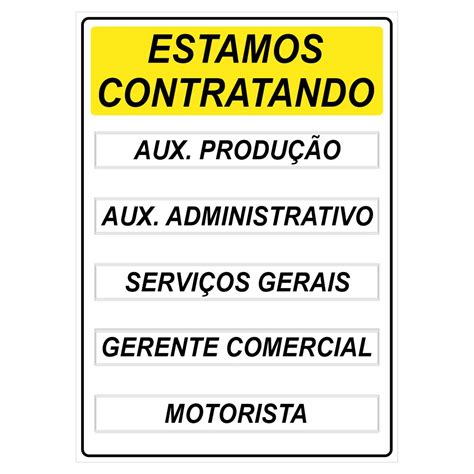 Placa Para Vaga De Emprego