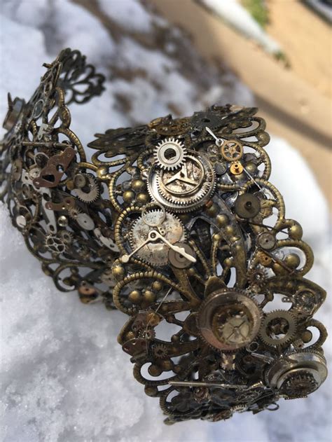 Steampunk Bracelet Steampunk Cuff Bracelet Mixed Metal Cuff Etsy