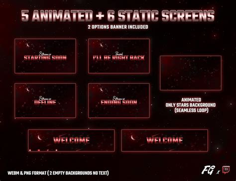 Red Theme Complete Twitch Overlay Animated Screens Panels Alerts