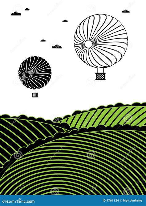 Hot Air Balloons Stock Vector Illustration Of Green Black