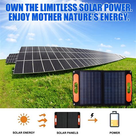 W Foldable Protable Solar Panel Dual Usb Type C Dc Outdoor Folding