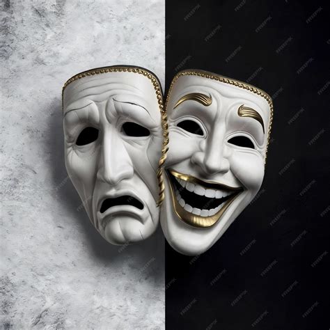 Premium Photo | Tragicomic theater masks sad and smile masks on a white