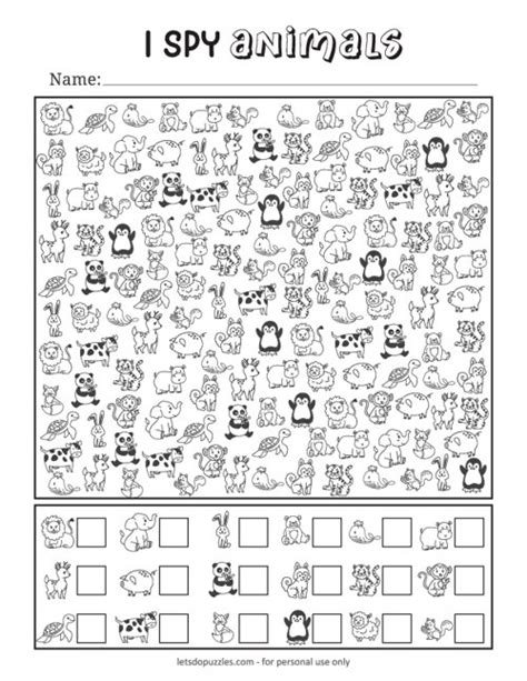 Free Printable I Spy Animal Activity for Kids